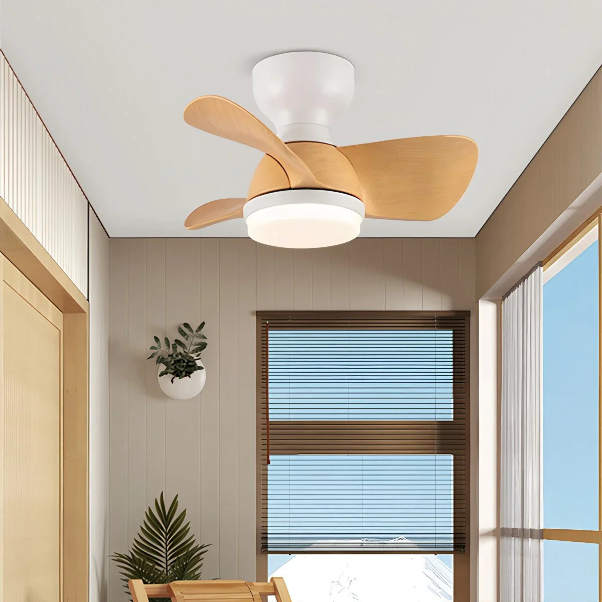 Small Flush Mount Ceiling Fan with Light