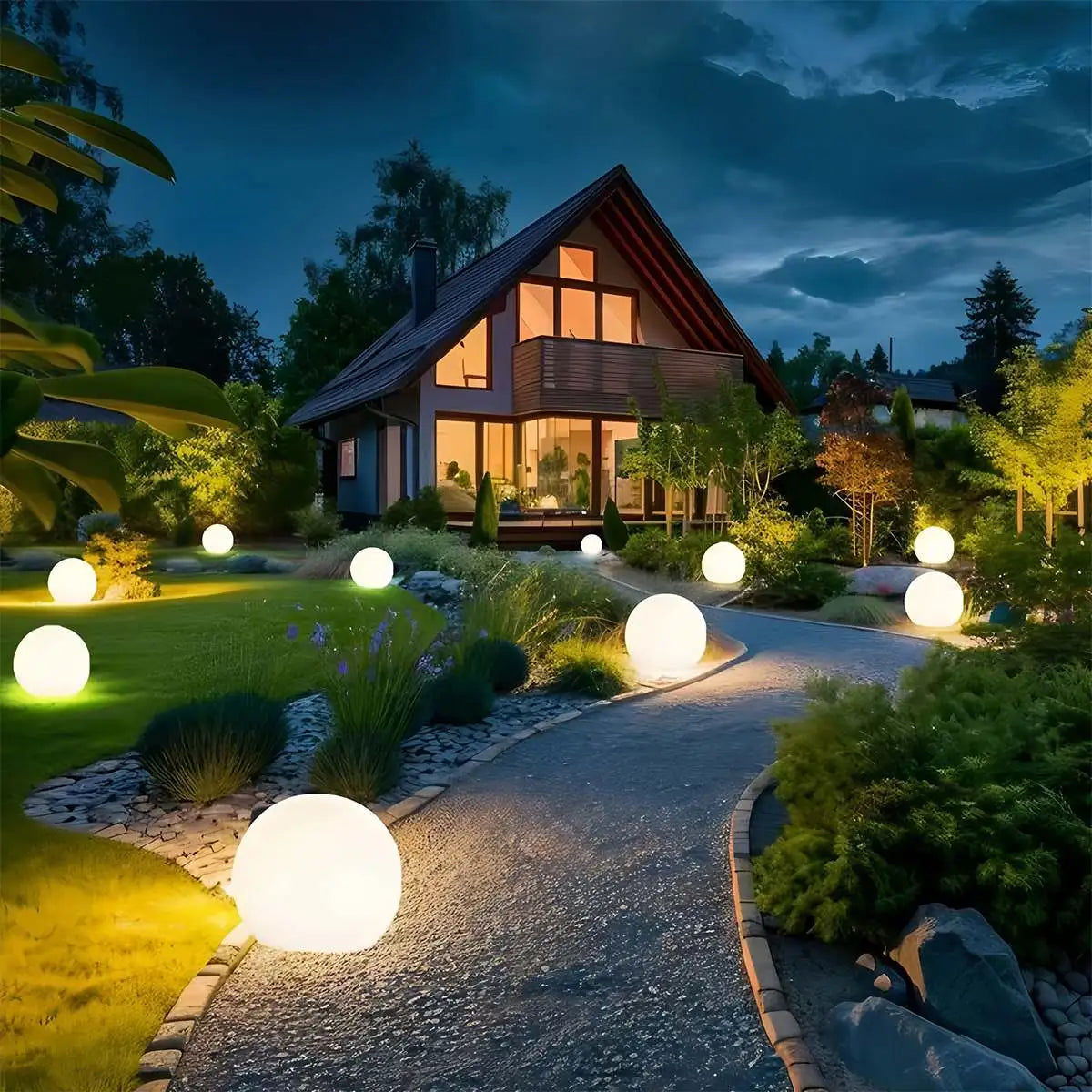 Solar LED Outdoor Moon Spherical Lawn Light