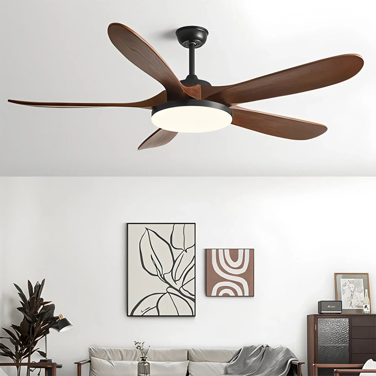 5-leaf Wood Ceiling Fan Light