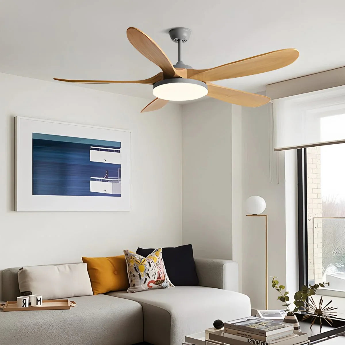 5-leaf Wood Ceiling Fan Light