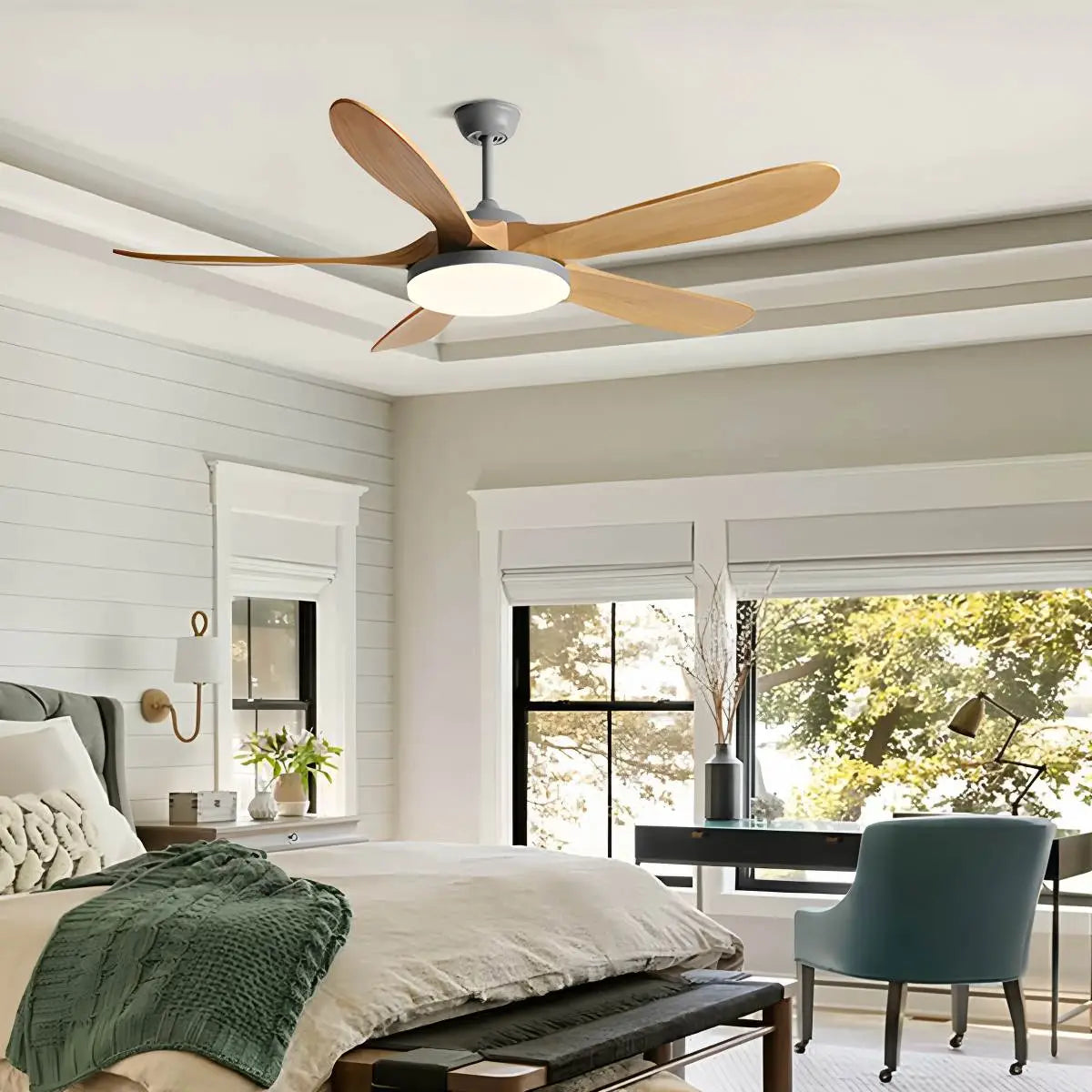 5-leaf Wood Ceiling Fan Light