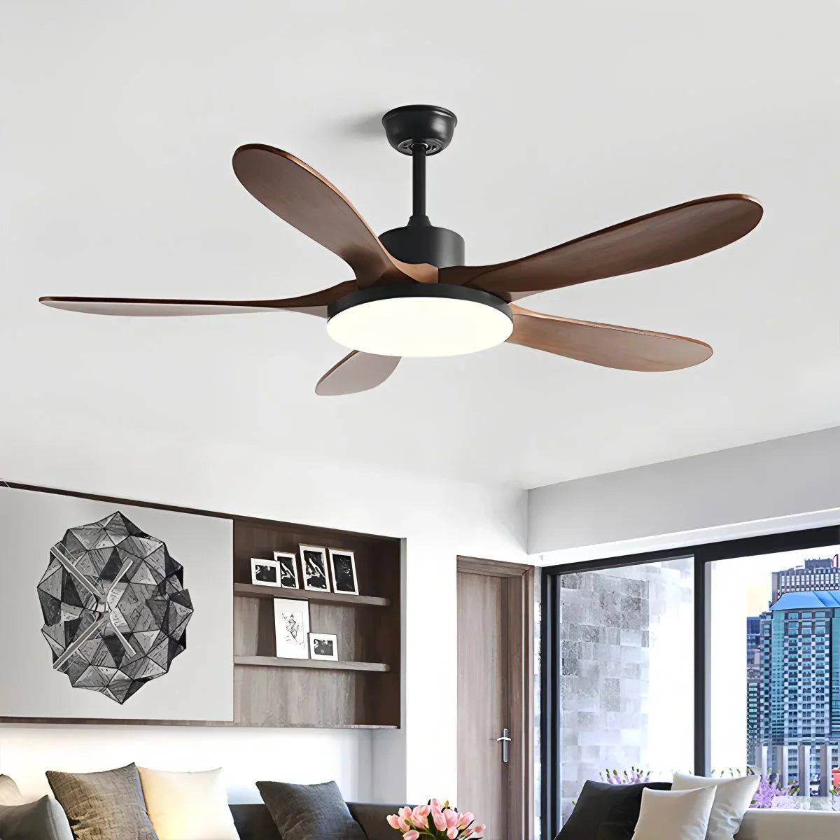 5-leaf Wood Ceiling Fan Light