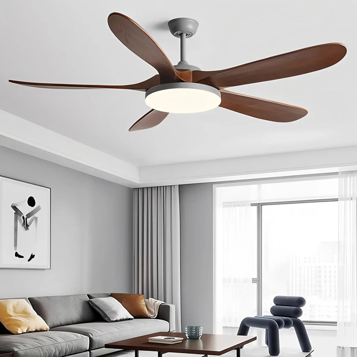 5-leaf Wood Ceiling Fan Light
