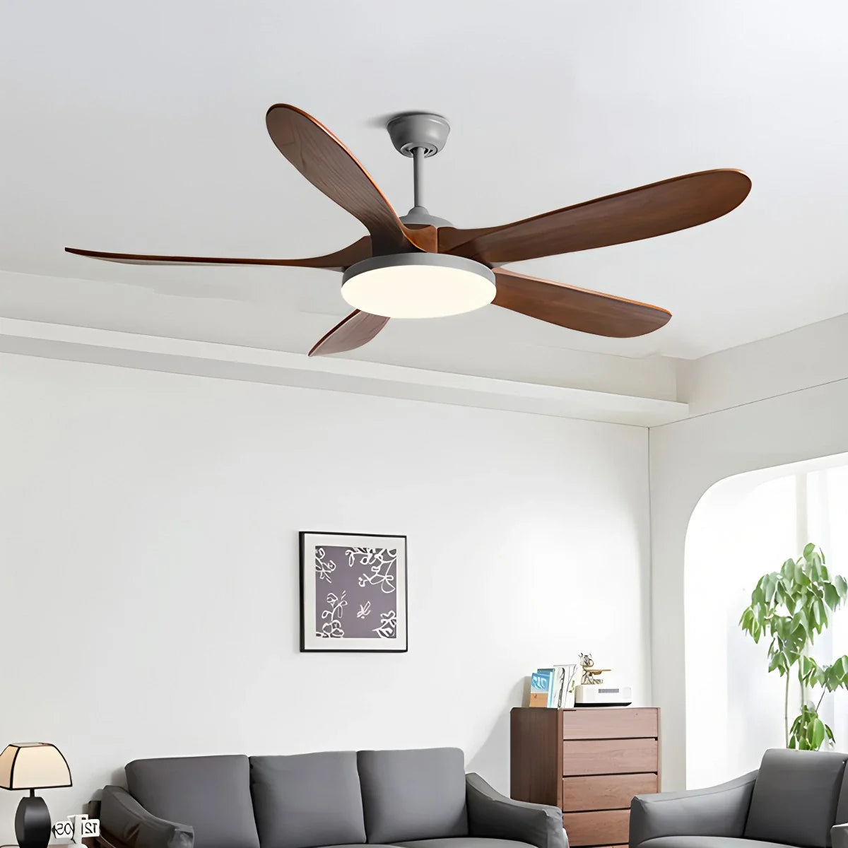 5-leaf Wood Ceiling Fan Light