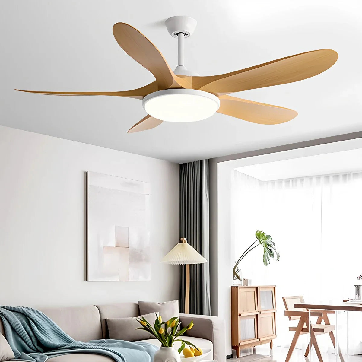 5-leaf Wood Ceiling Fan Light