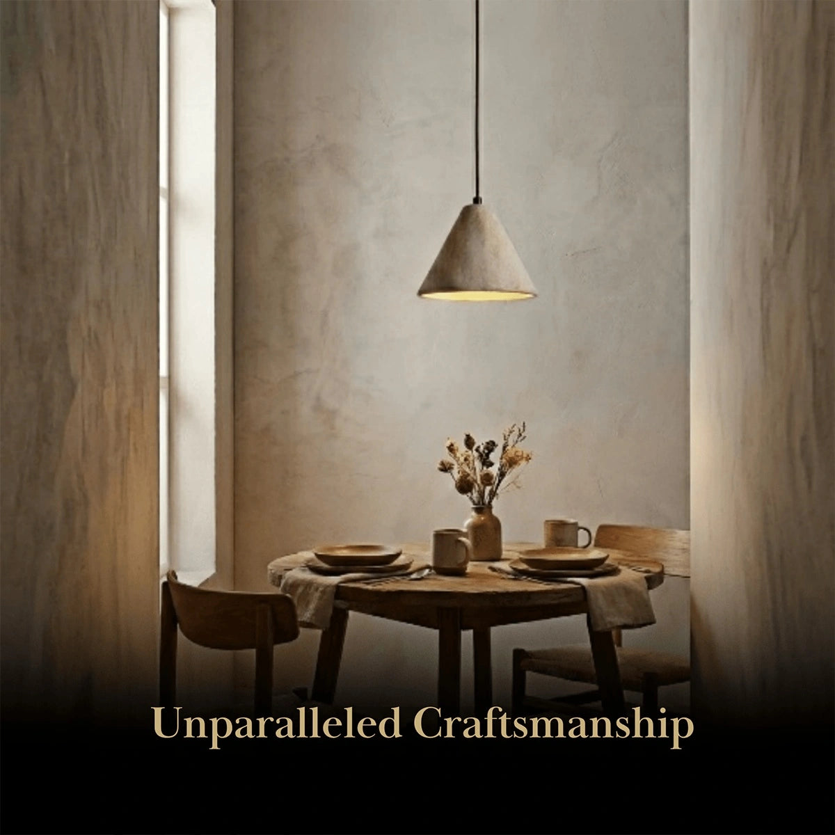 Strata Conical Travertine Pendant Light