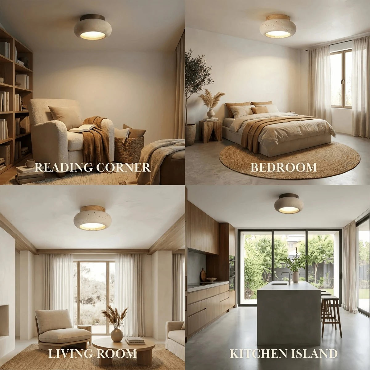 Strata Japanese Style Travertine Ceiling Light