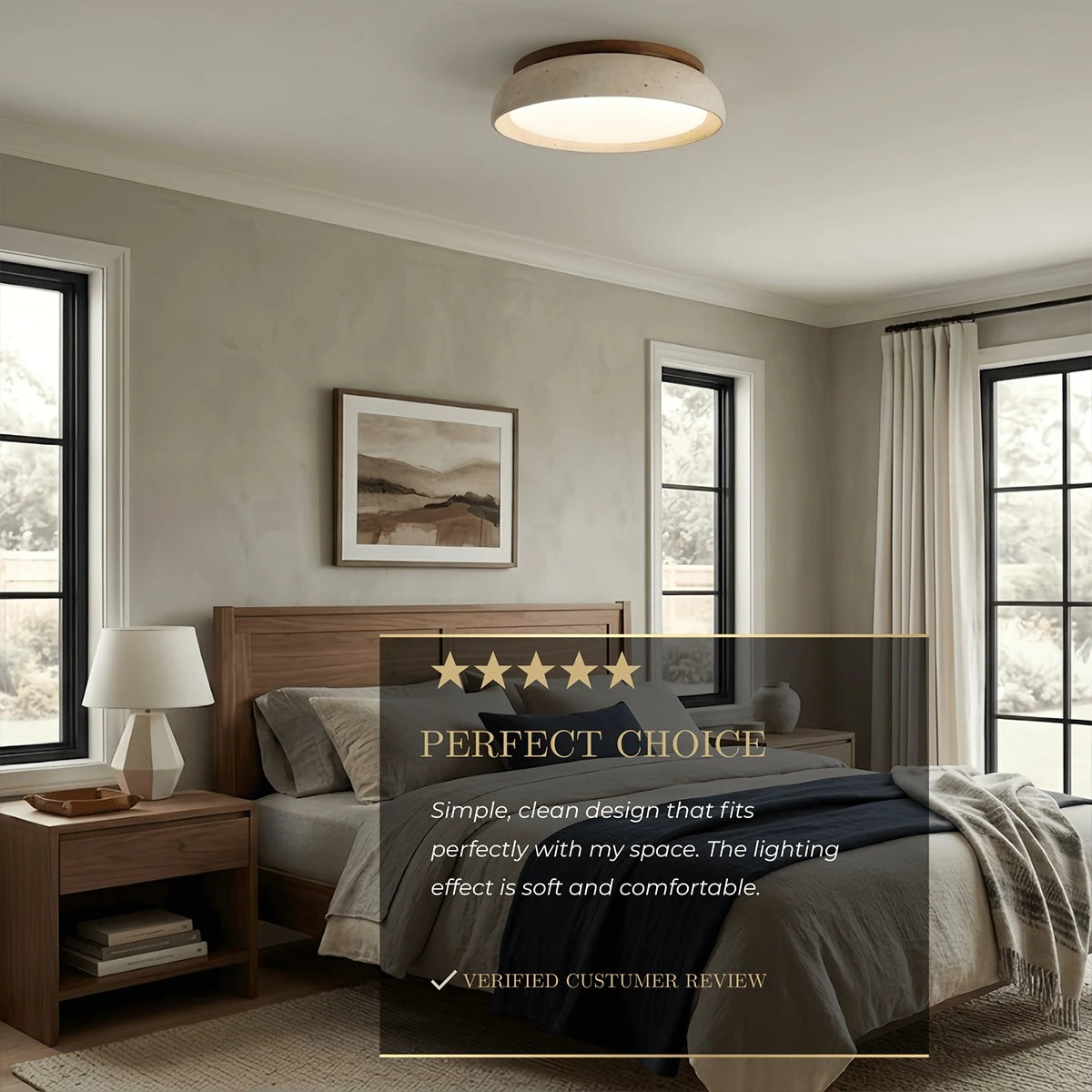 Strata Minimalist Travertine Ceiling Light