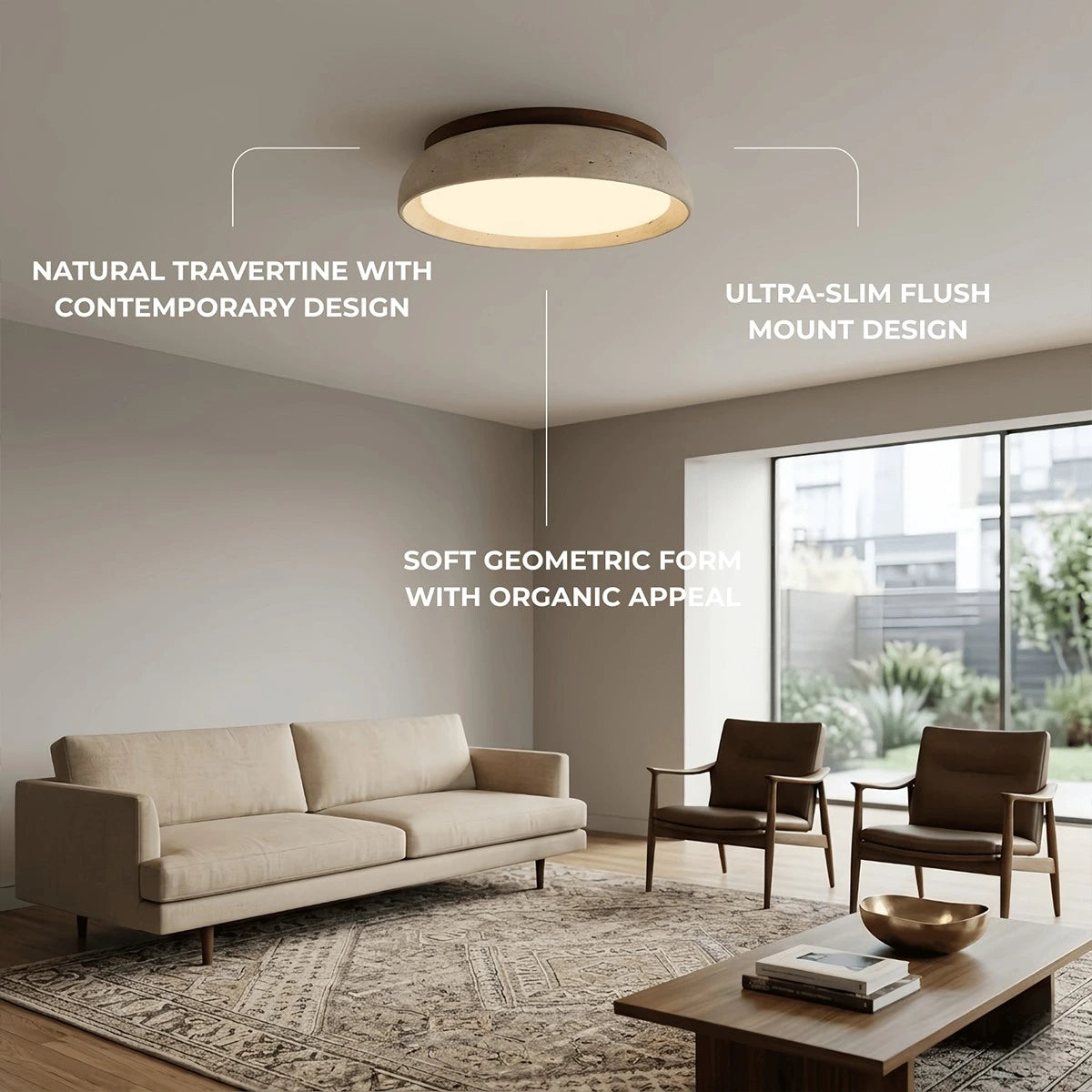 Strata Minimalist Travertine Ceiling Light