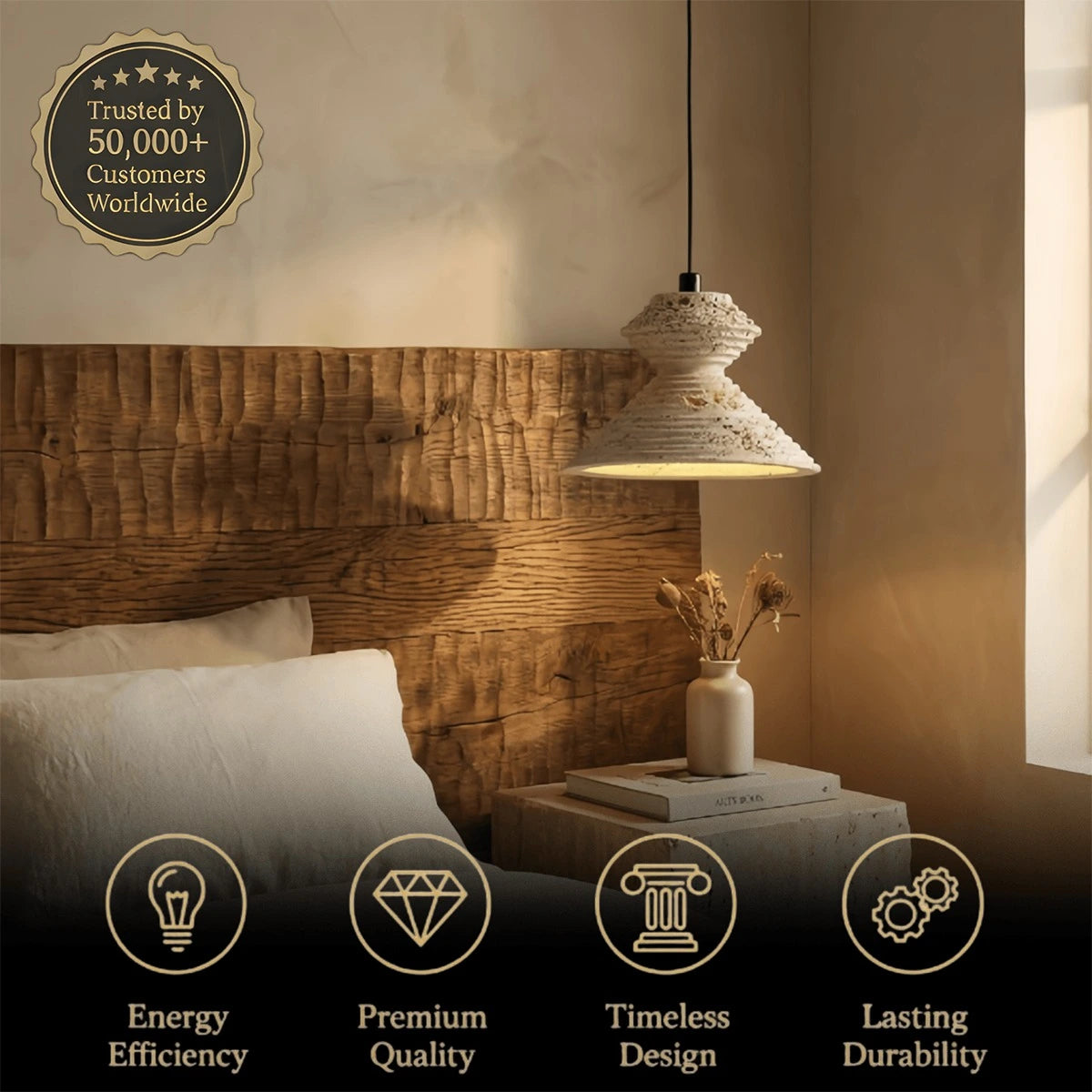 Strata Minimalist Travertine Pendant Light
