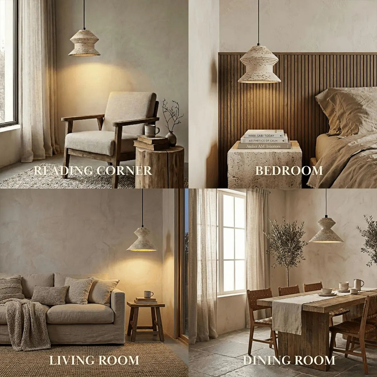 Strata Minimalist Travertine Pendant Light