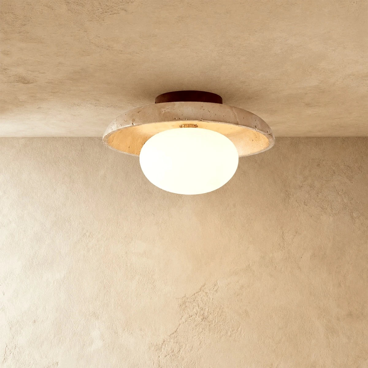 Strata Modern Travertine Ceiling Light