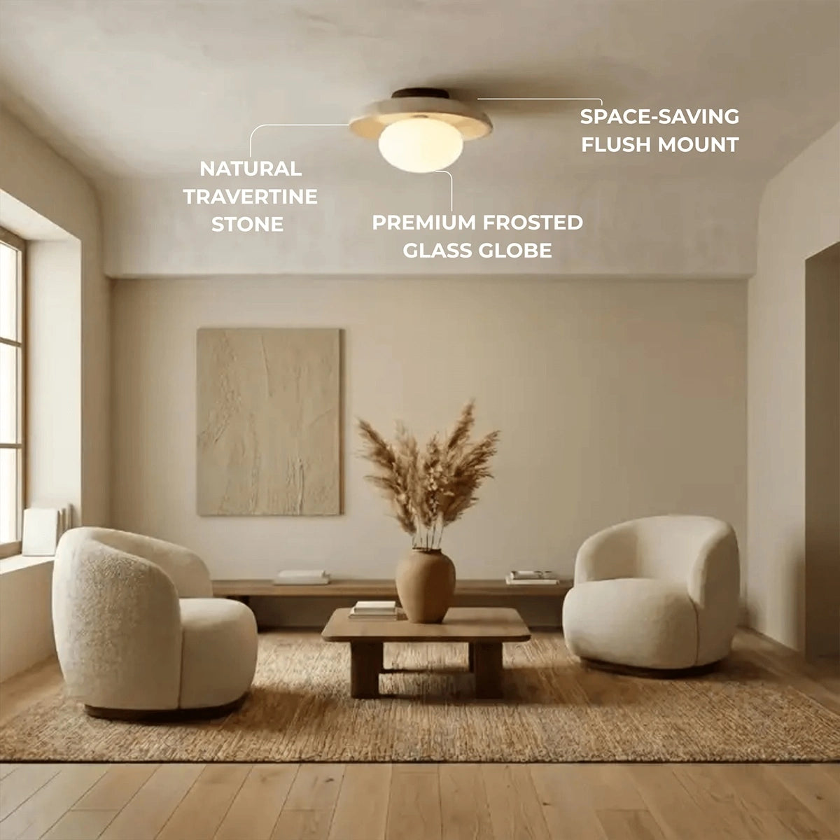 Strata Modern Travertine Ceiling Light