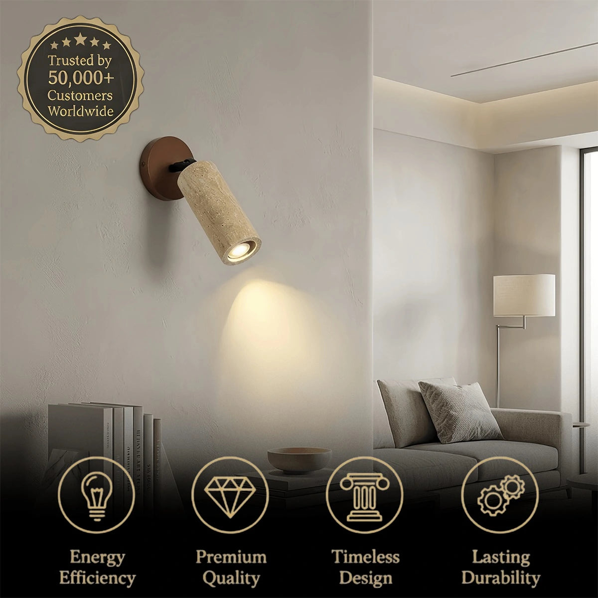 Strata Natural LED Travertine Wall Light
