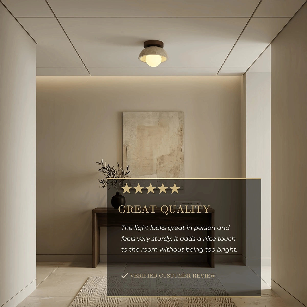Strata Travertine Ceiling Light