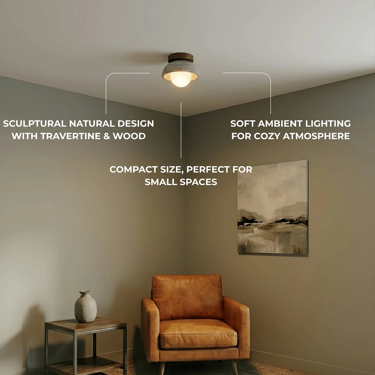 Strata Travertine Ceiling Light