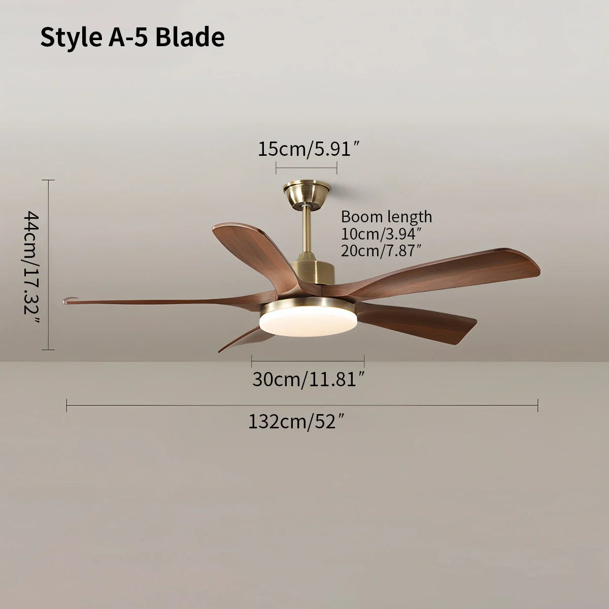 Modern 5-leaf Remote Control Ceiling Fan Light