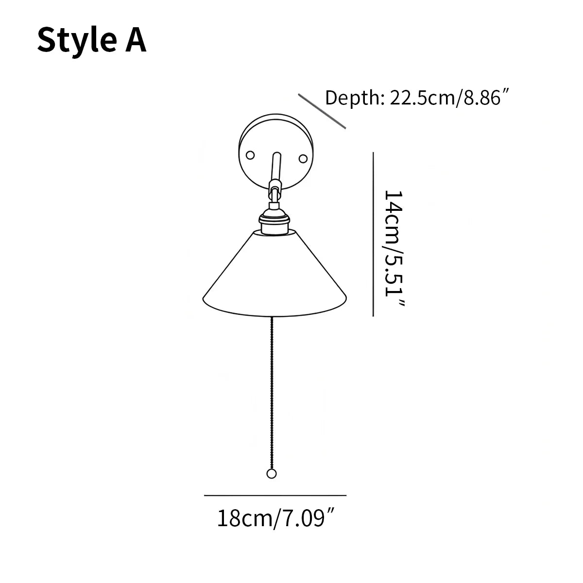 Zarvo Vintage Wood Pull Chain Switch Wall Lamp