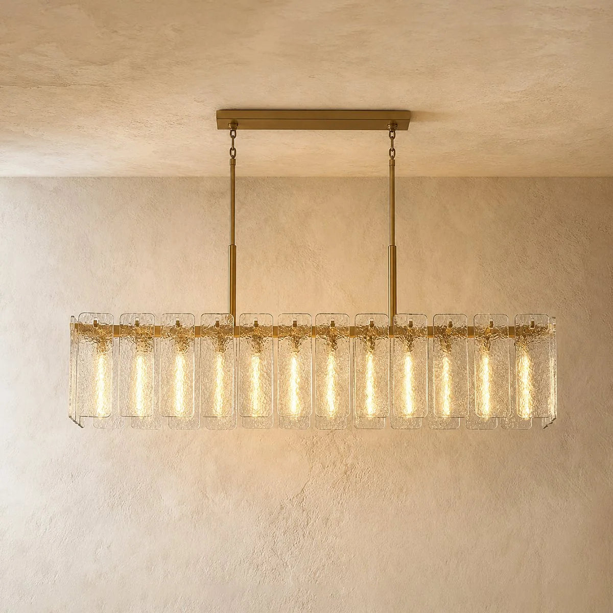 Textured Glass Rectangular Chandelier - Calamette