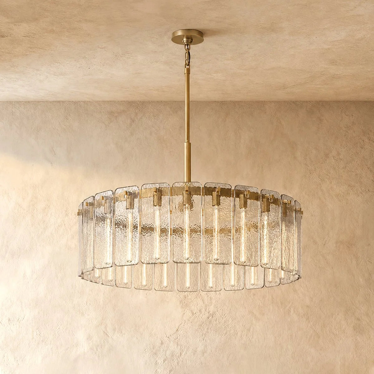 Textured Glass Round Chandelier - Calamette