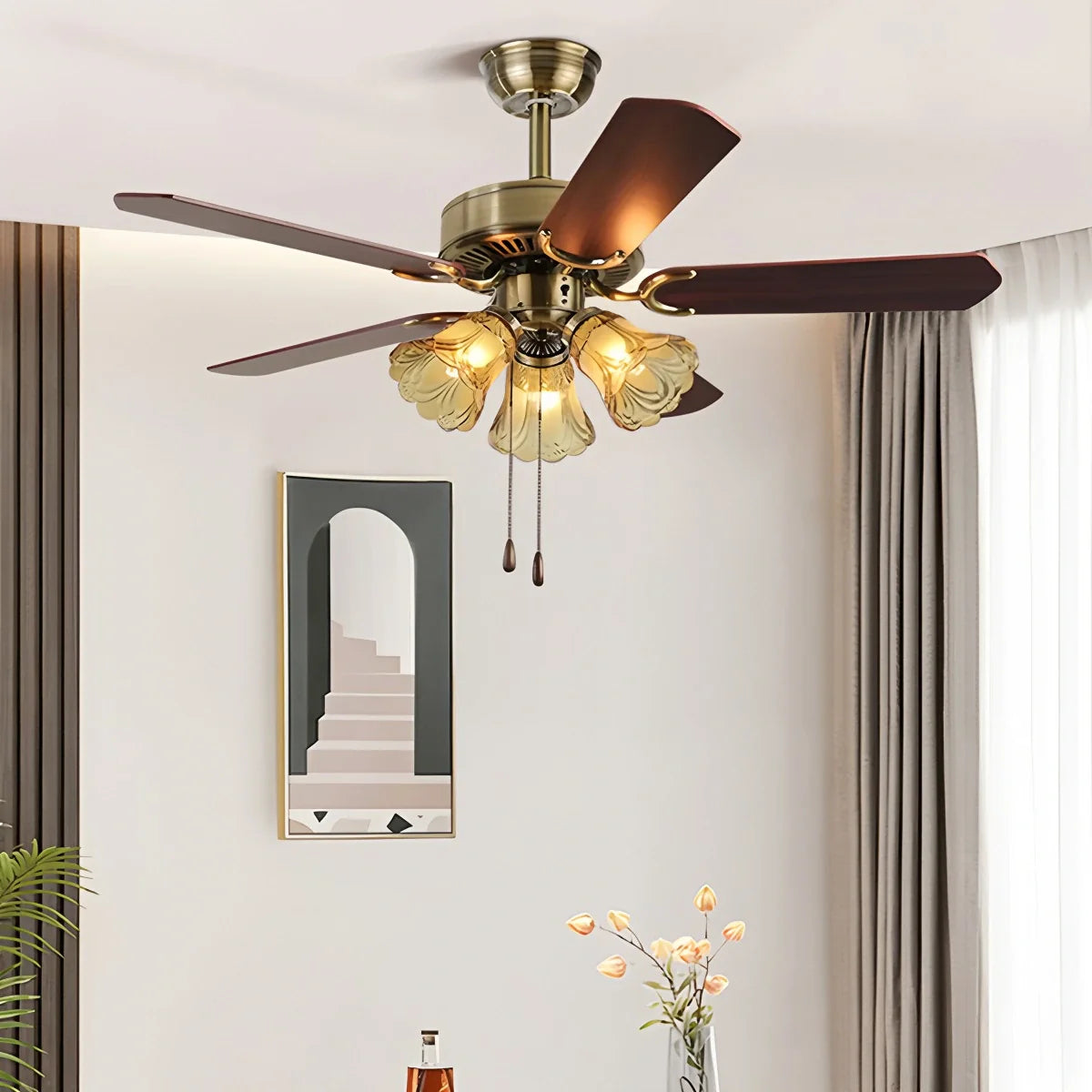 Vintage Ceiling Fan with Light for Dining Room