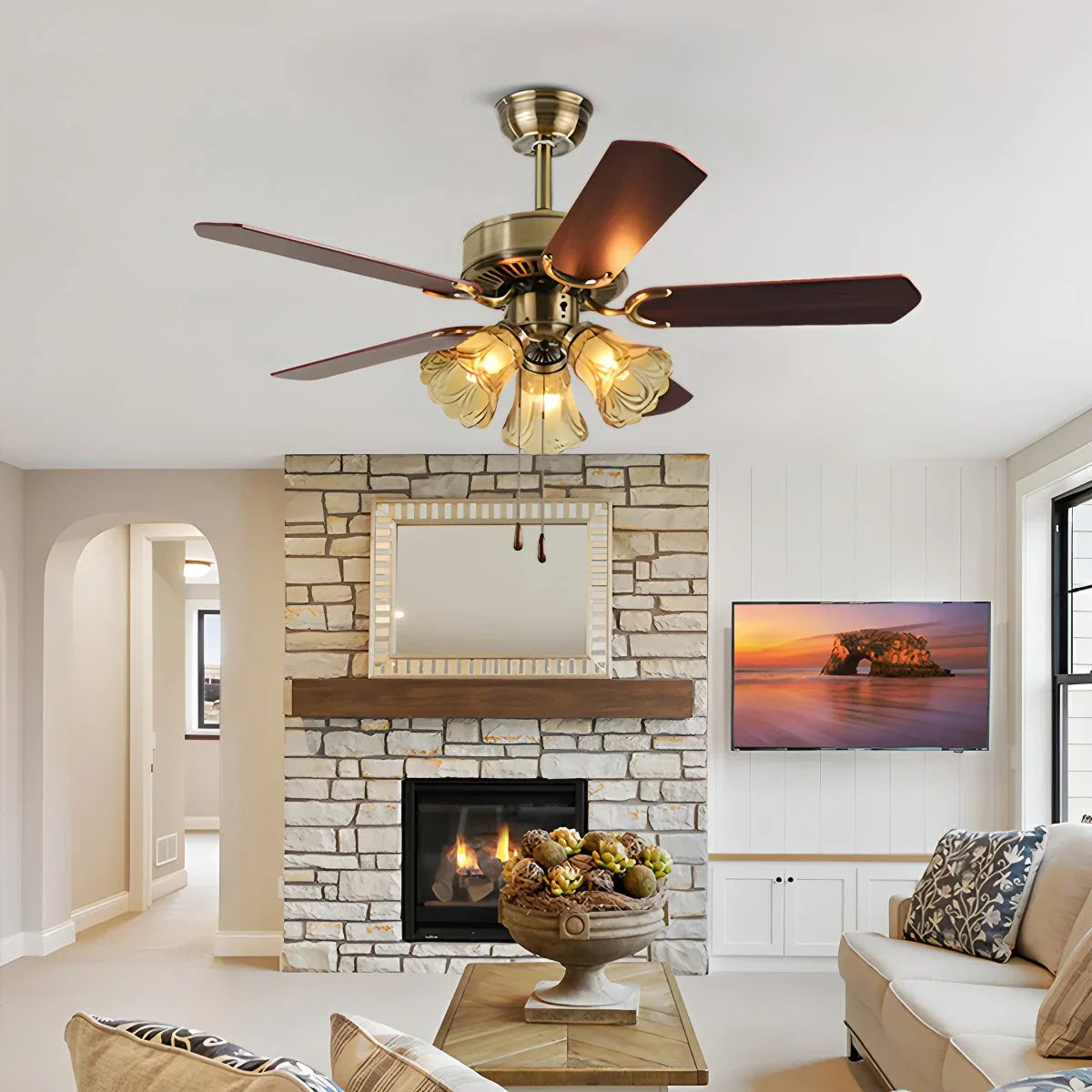 Vintage Ceiling Fan with Light for Dining Room