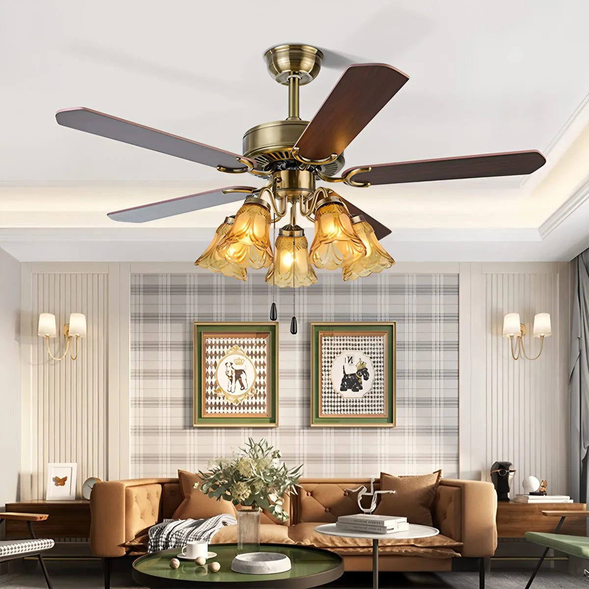 Vintage Ceiling Fan with Light for Dining Room