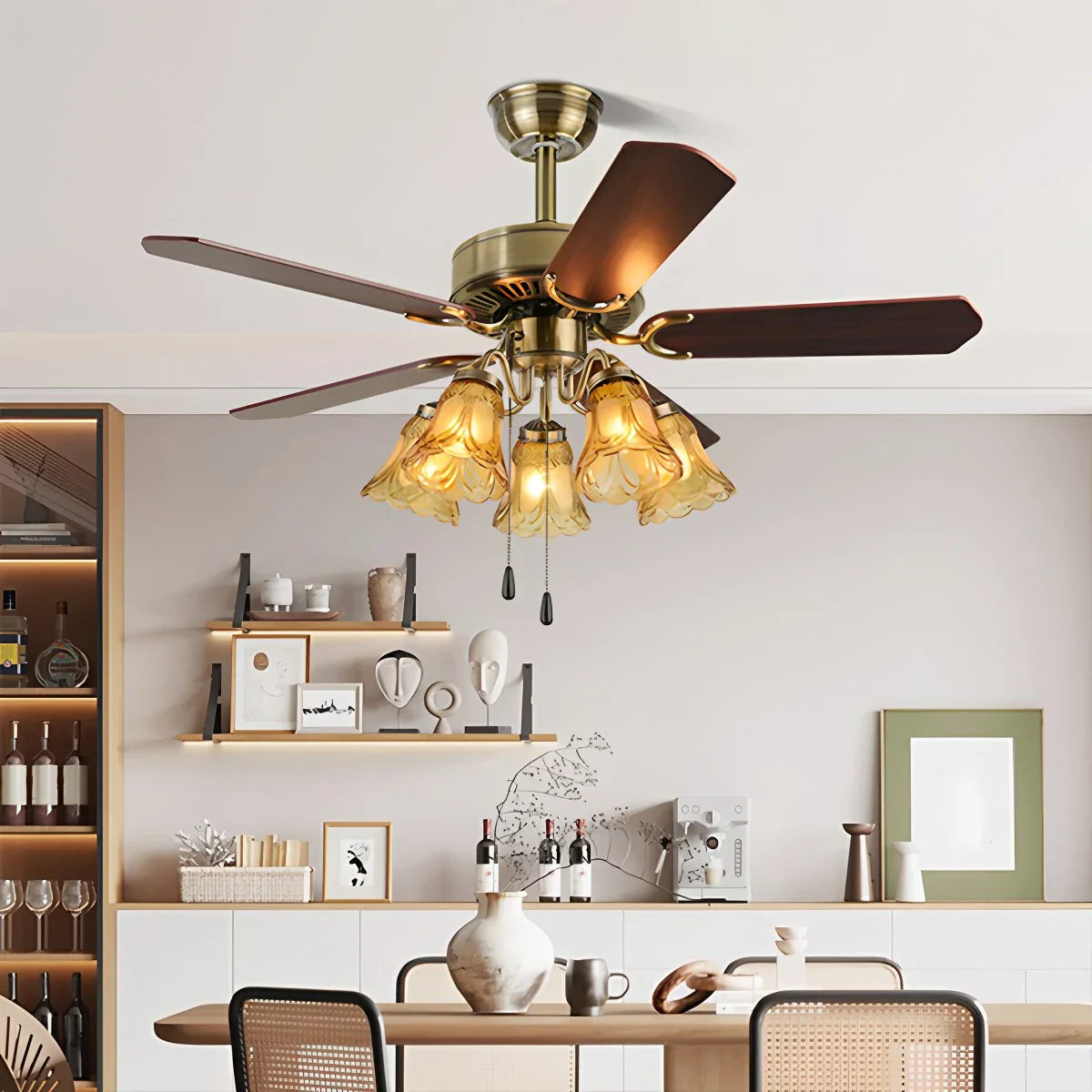 Vintage Ceiling Fan with Light for Dining Room