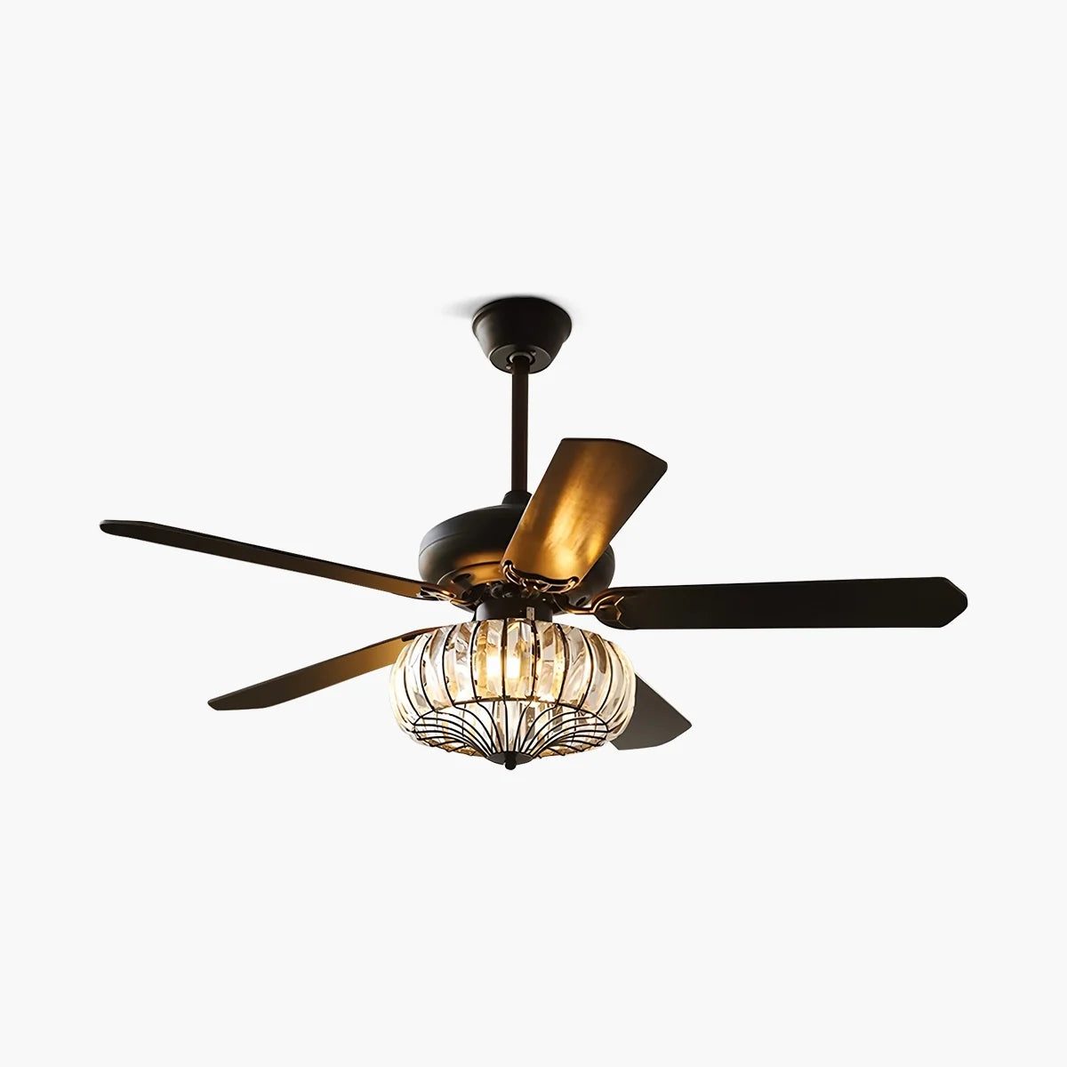 Vintage Crystal Ceiling Fan with Light