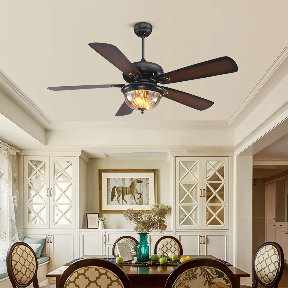 Vintage Wood Ceiling Fan Lamp for Living Room