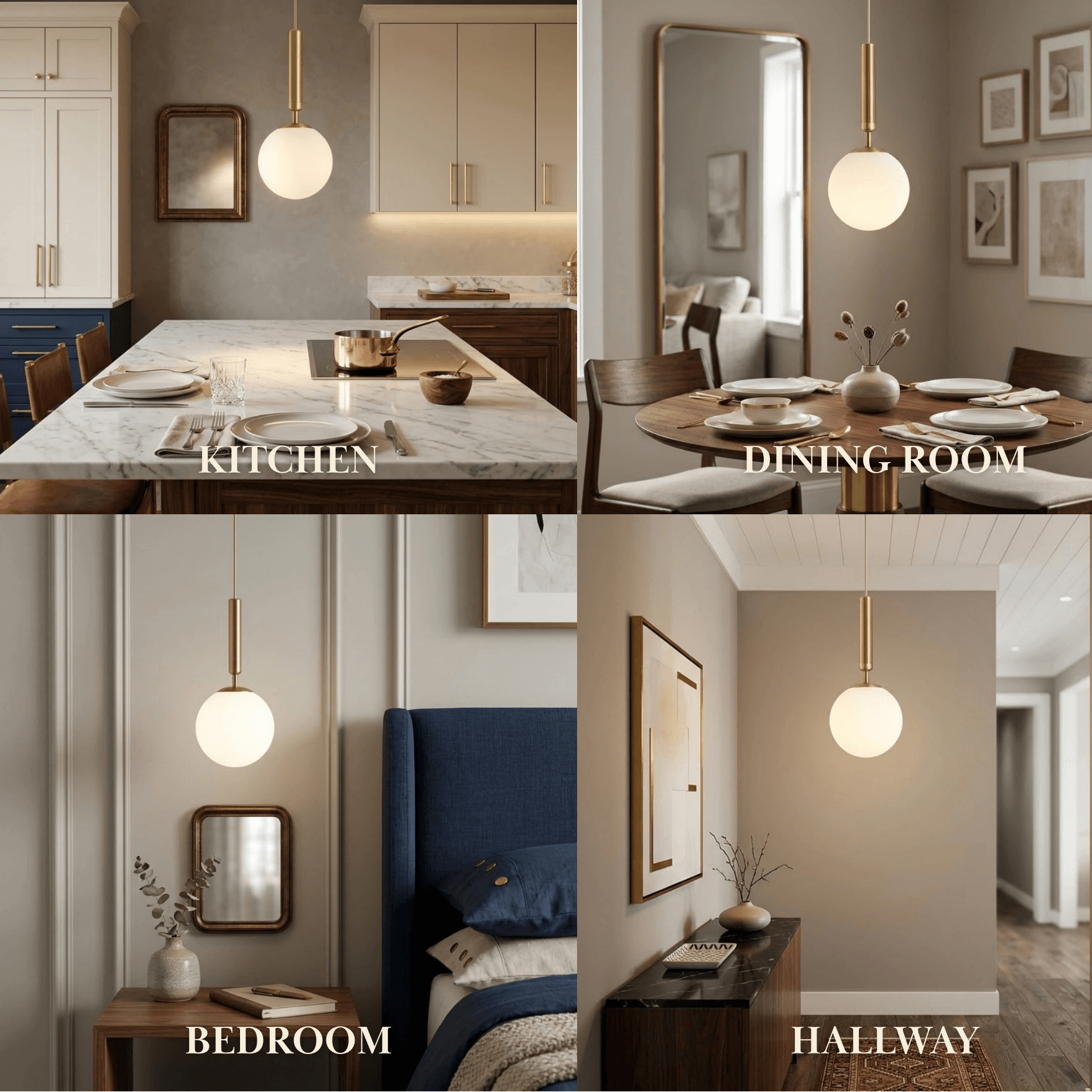 Modern Gold Pendant Light – Globular Glass/Metal Fixture