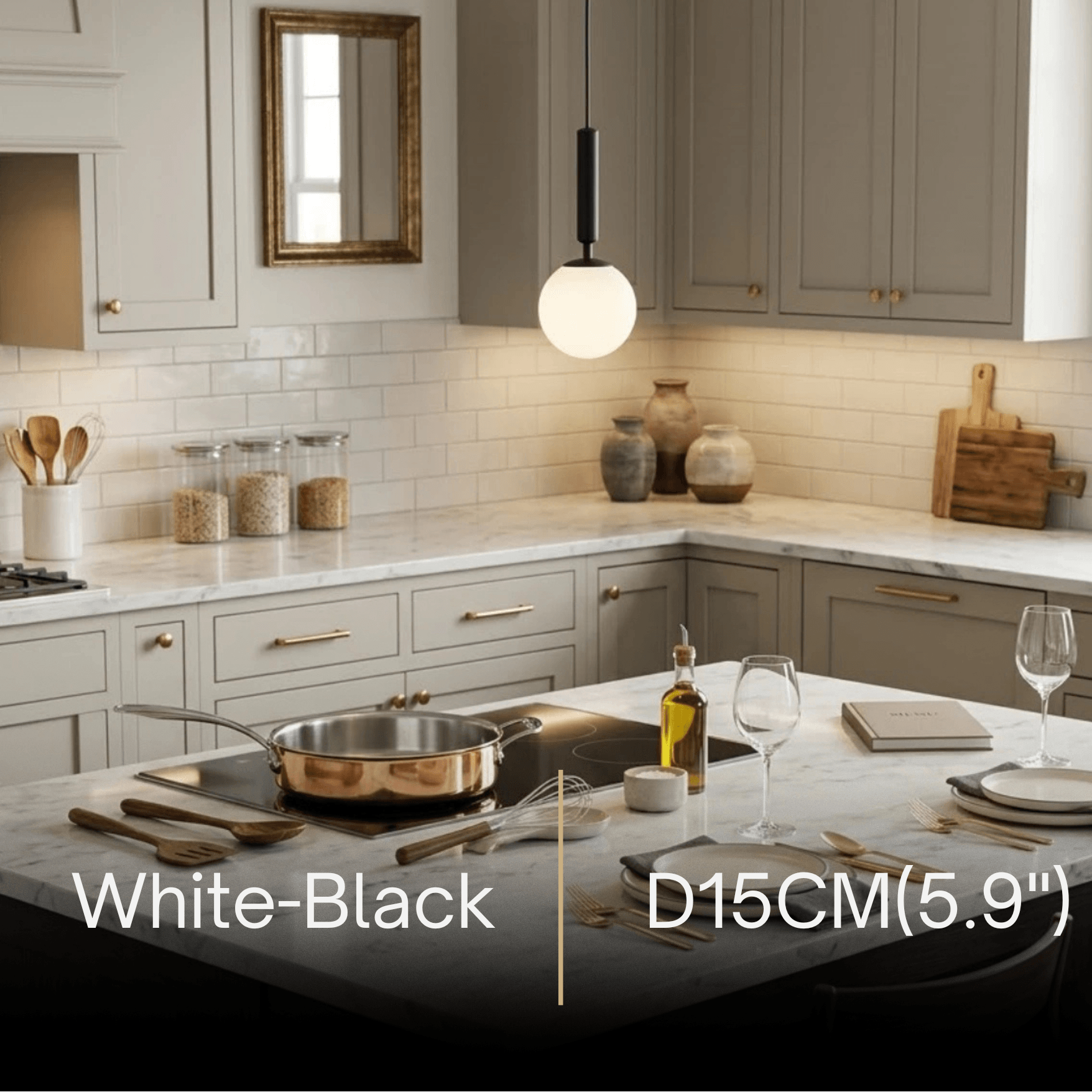 Modern Gold Pendant Light – Globular Glass/Metal Fixture