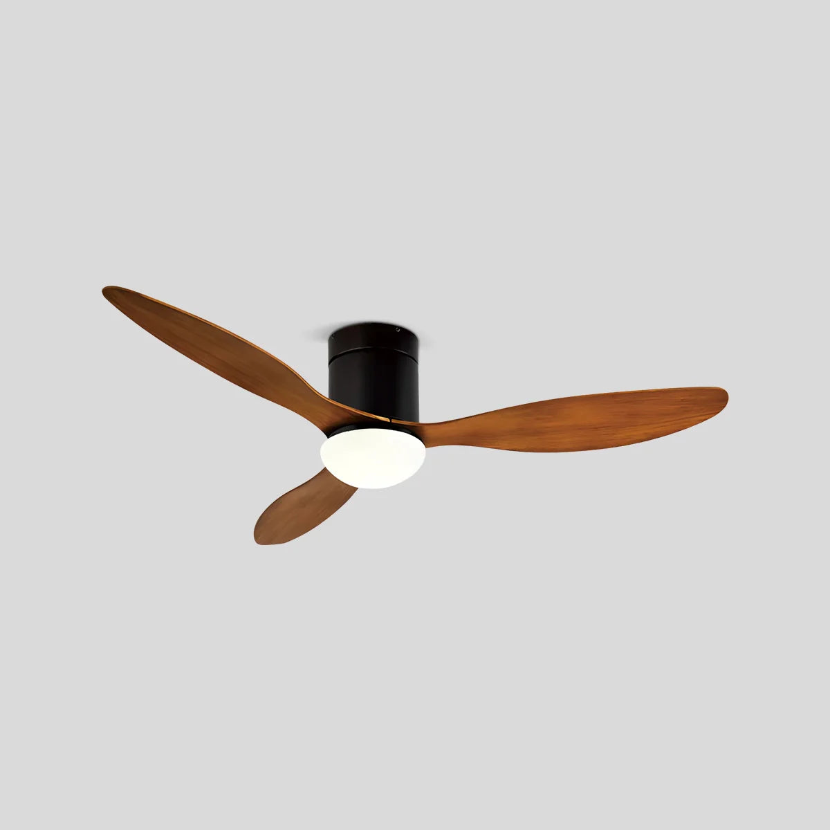 3 Blade Modern Ceiling Fan with Light Style B Walnut