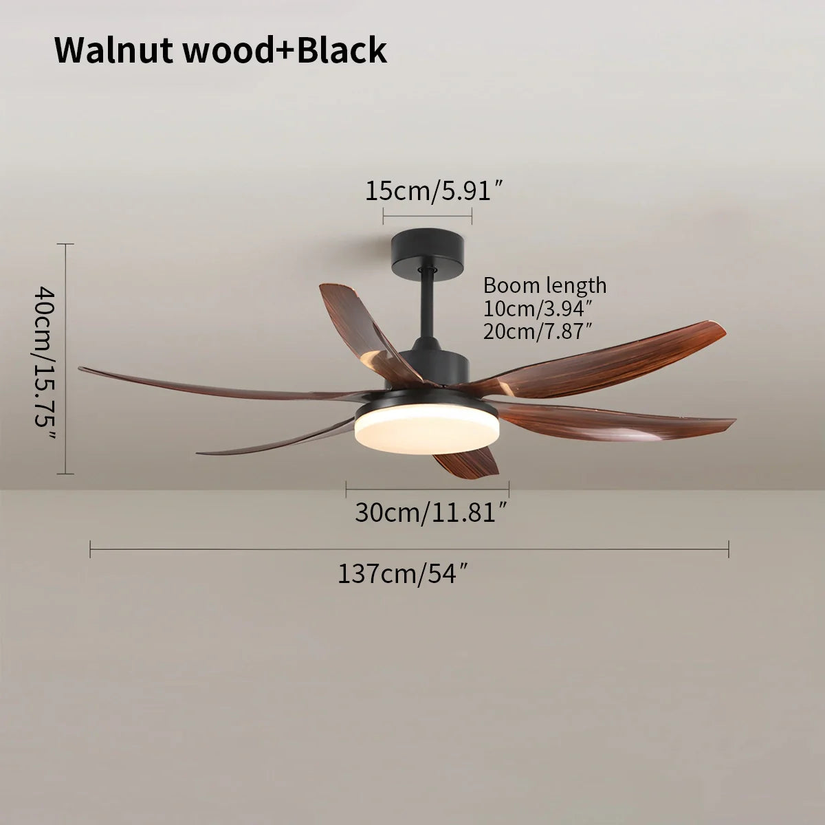 Nordic Style LED 6-Blade Ceiling Fan with Light