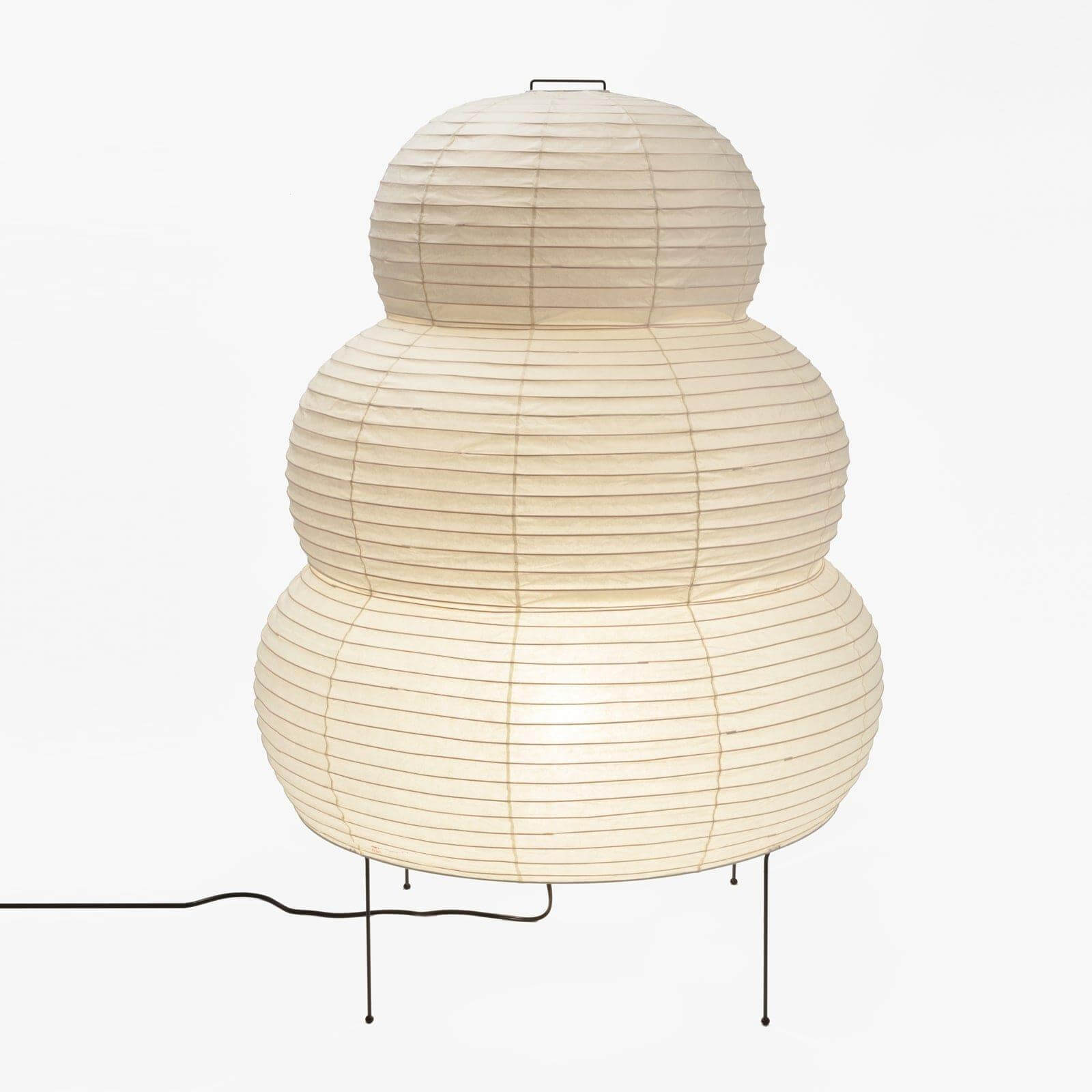 Washi paper 25N floor lamp with three tiered design, a decorative rice paper light for living room.