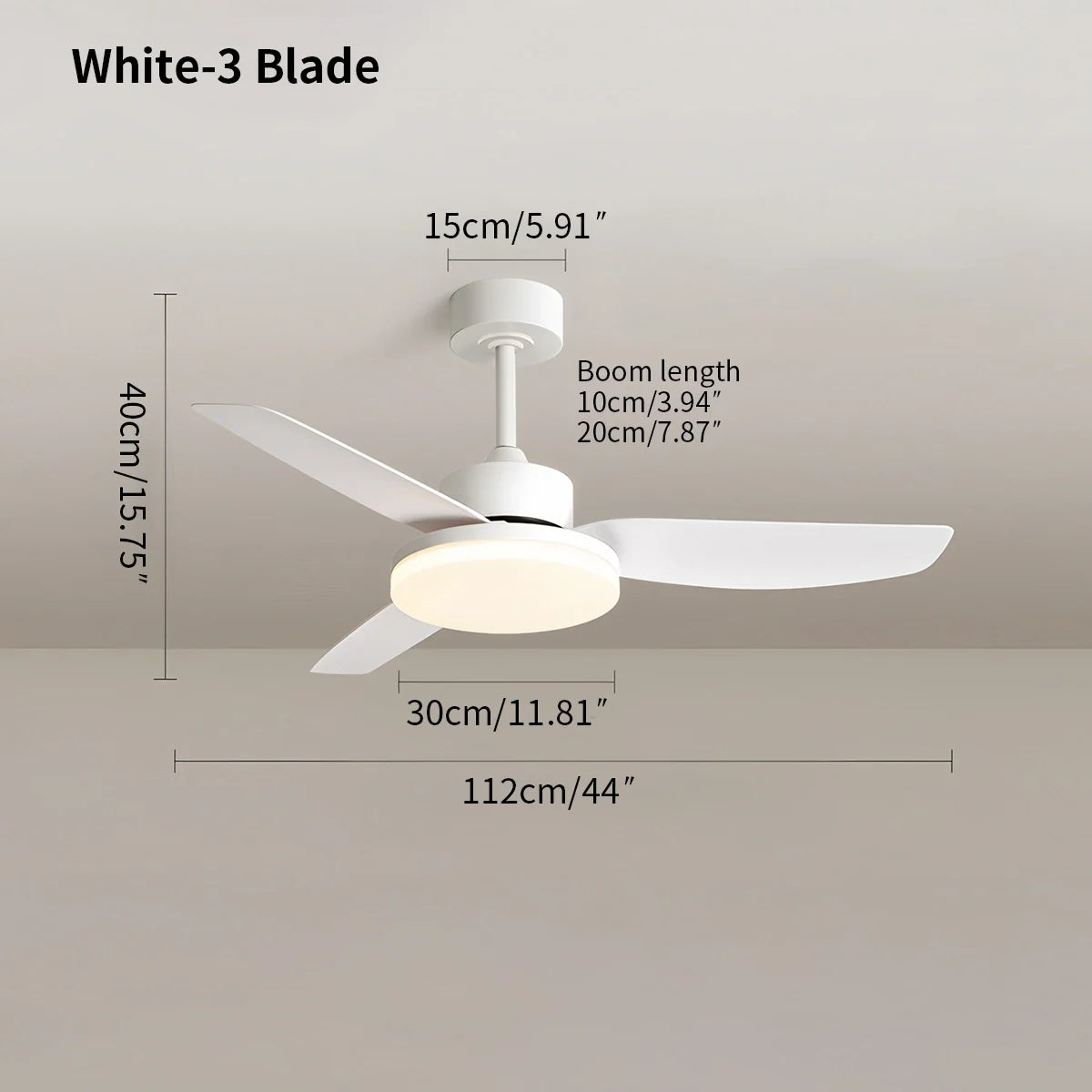 White Remote Control Ceiling Fan Light