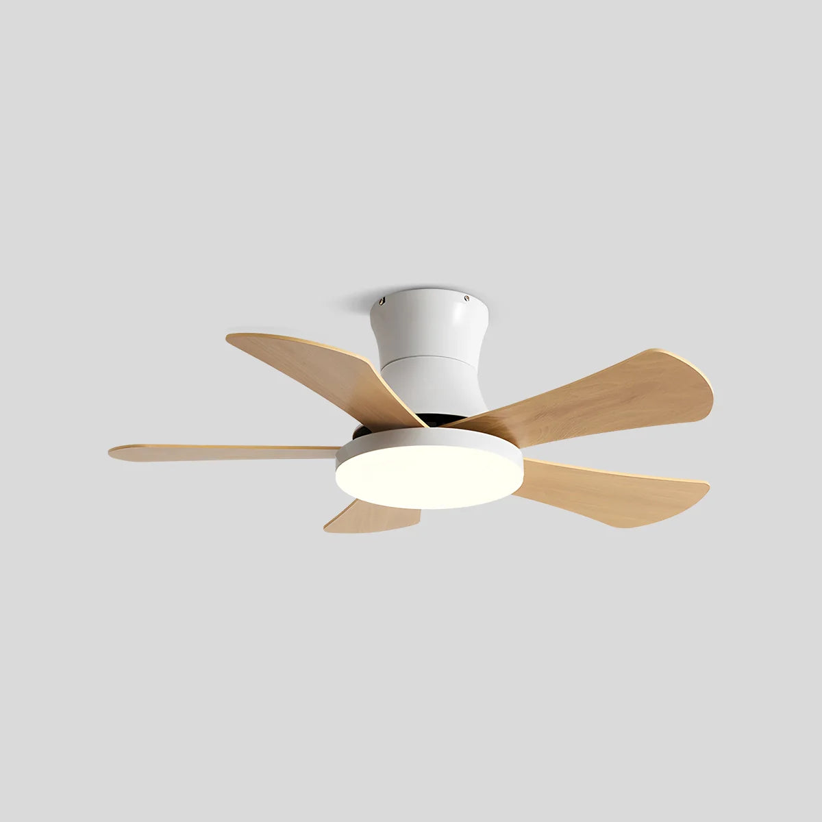 Antizer Scandi Low Profile Ceiling Fan with Light White+Oak D106cm / 42"