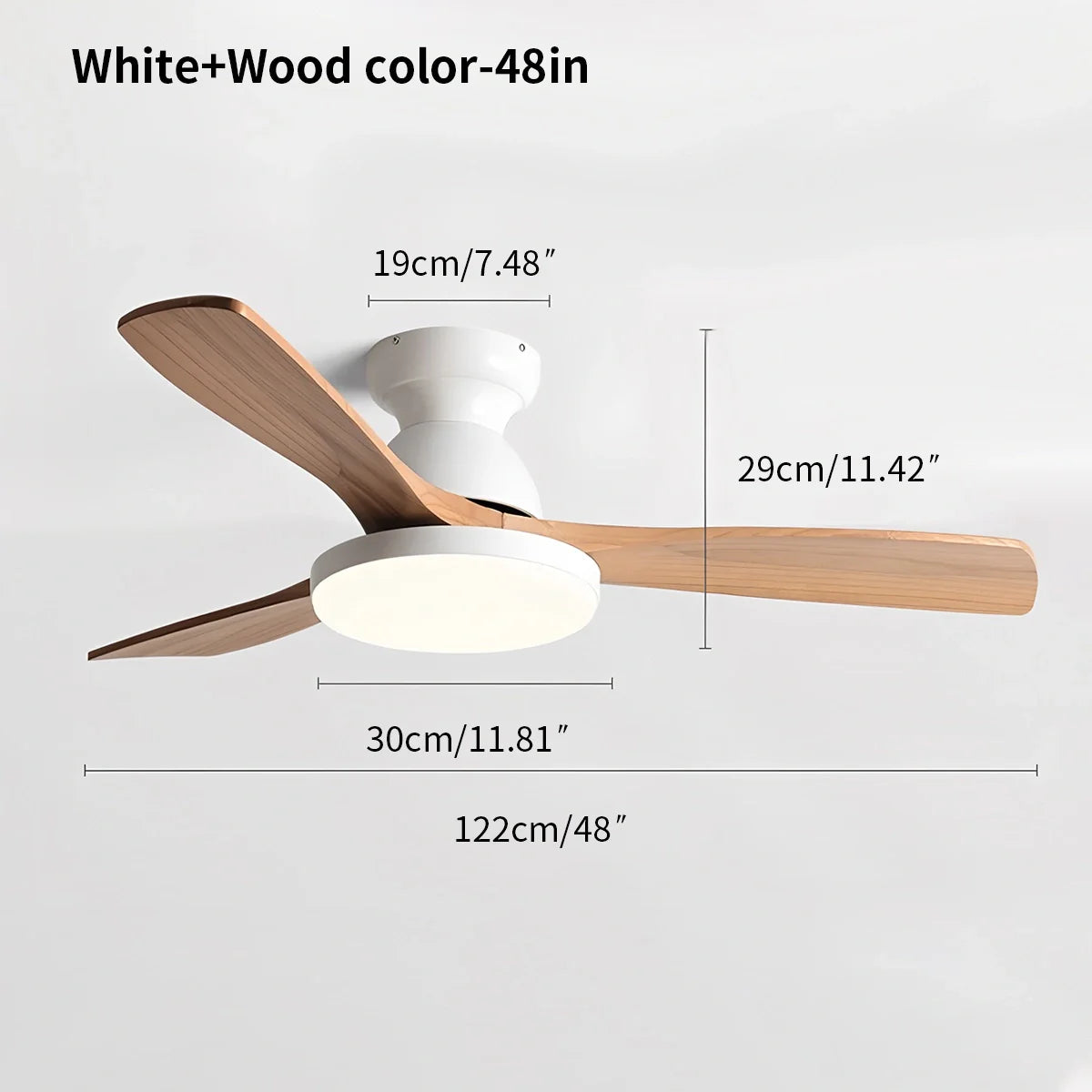 Vintage 3-leaf Wood Ceiling Fan Lamp