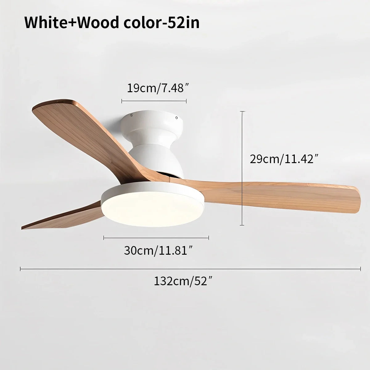 Vintage 3-leaf Wood Ceiling Fan Lamp