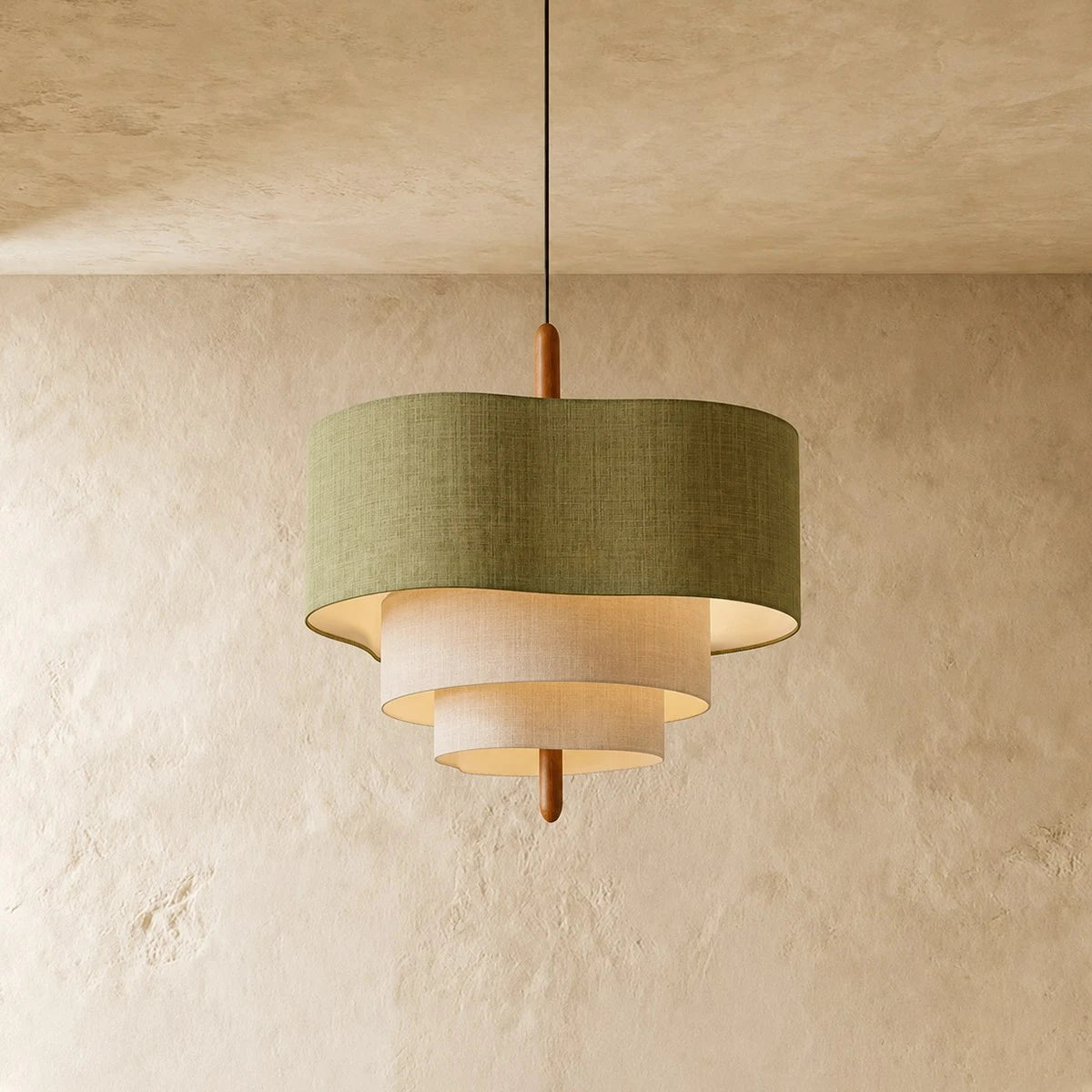 Zenno Modern Fabric Pendant Light – White or Green for Dining Room
