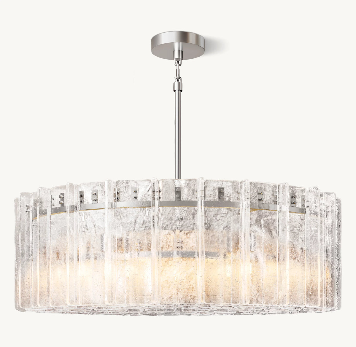 Clear Hammered Glass Round Chandelier - Lattice