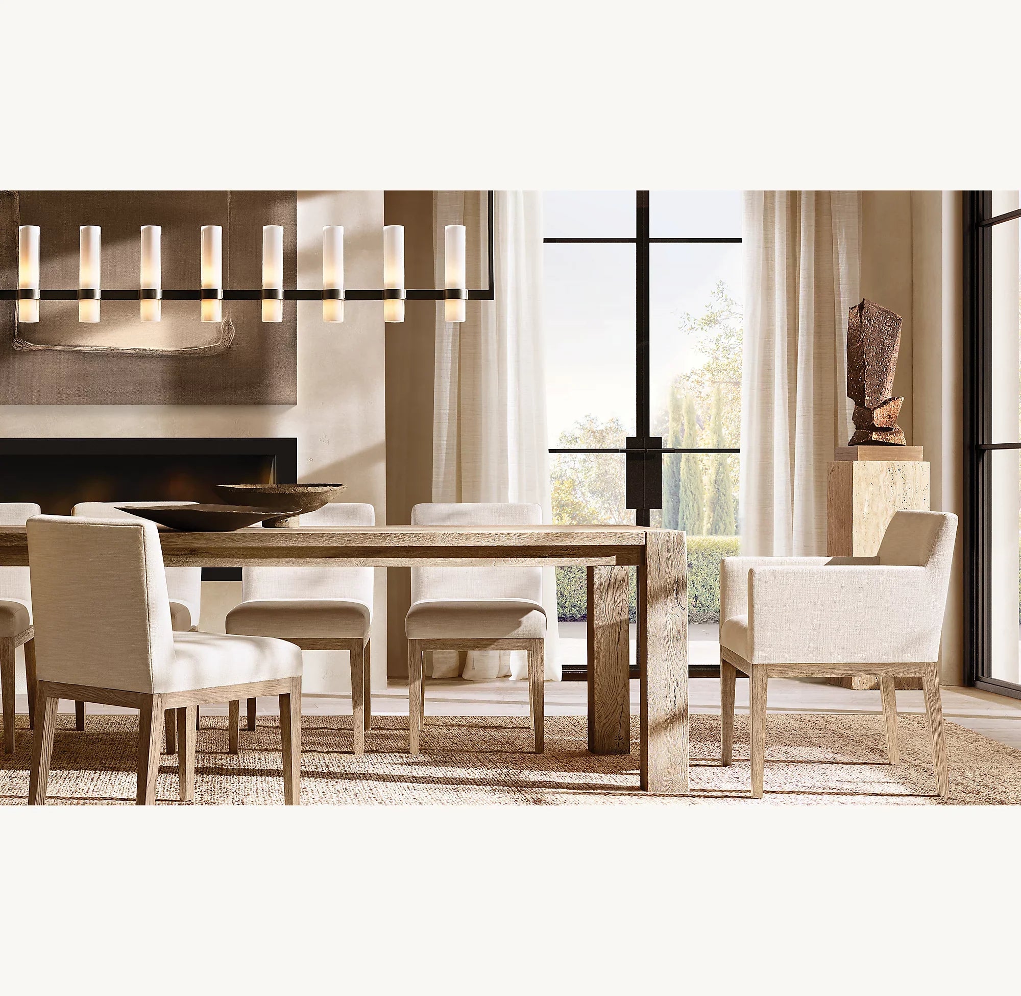 Cylindrical Milk Glass Linear Chandelier - Ravelle