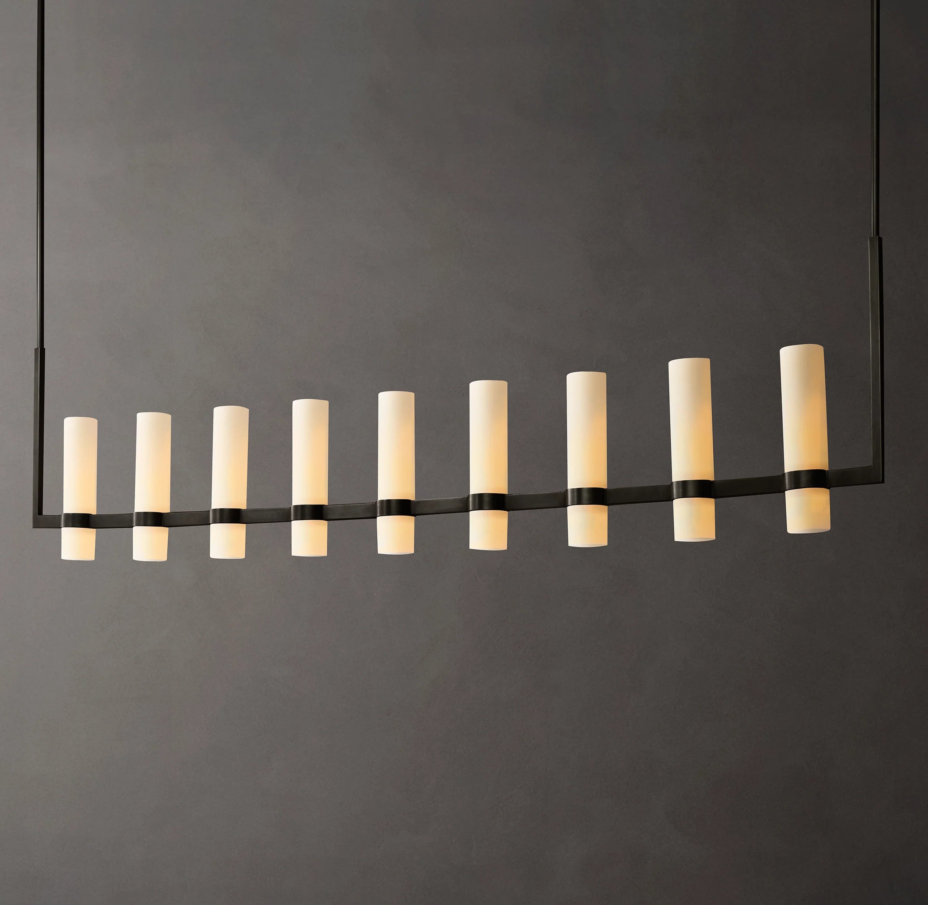 Cylindrical Milk Glass Linear Chandelier - Ravelle