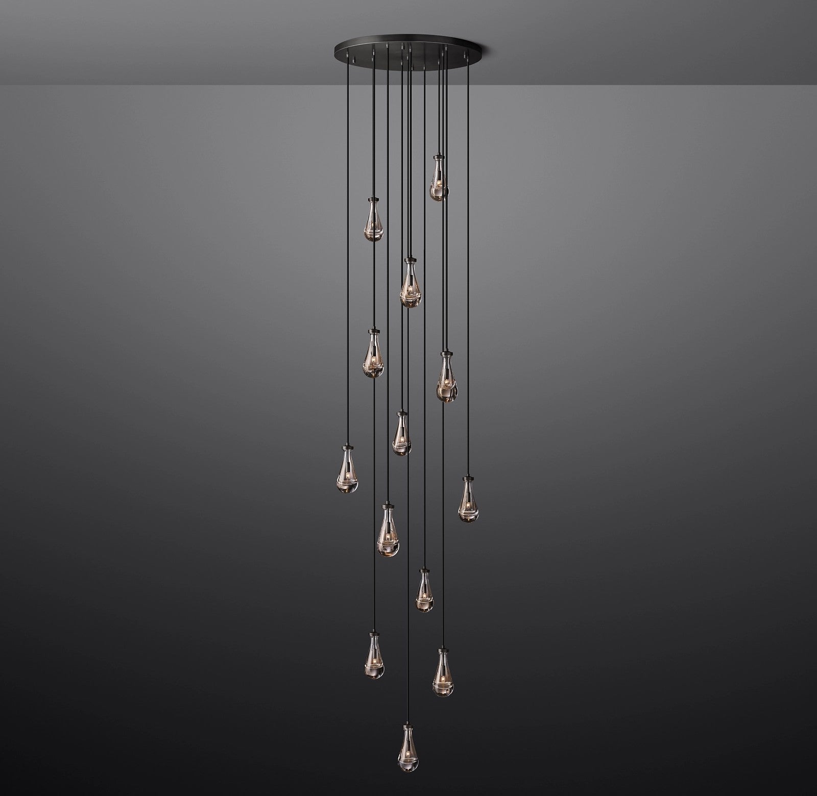Raindrop Glass Round Chandelier – Ava