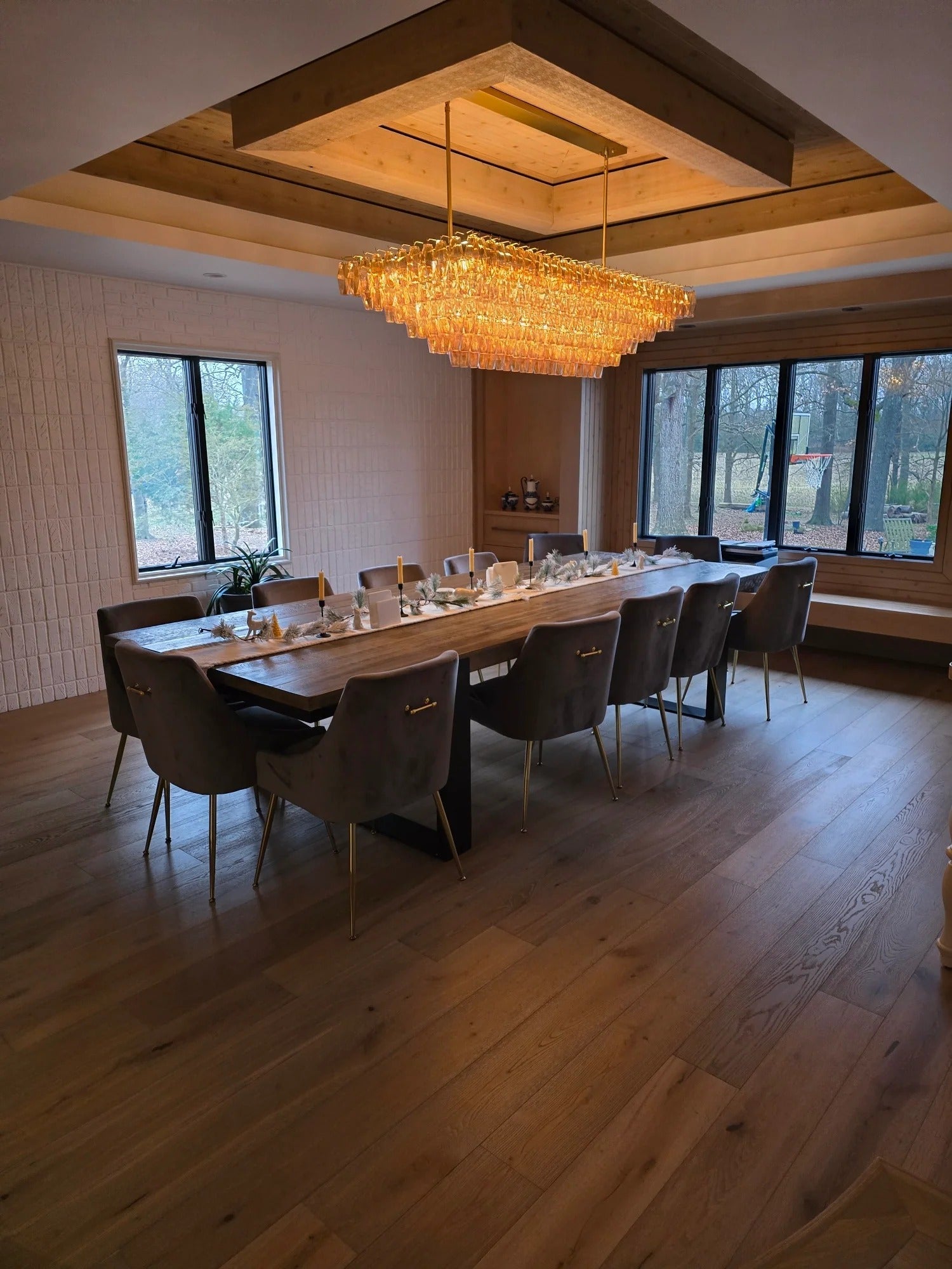Clear Murano Glass Tiered Rectangular Chandelier - Chiara