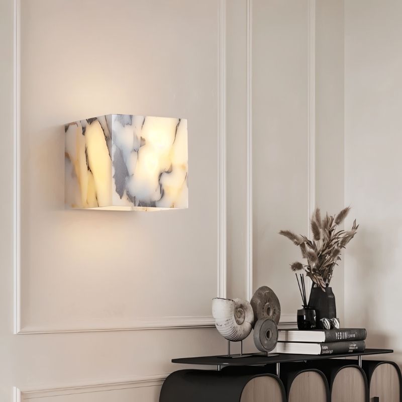 Alabaster Cube Wall Lamp