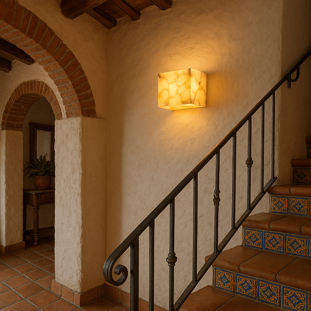 Alabaster Cube Wall Lamp