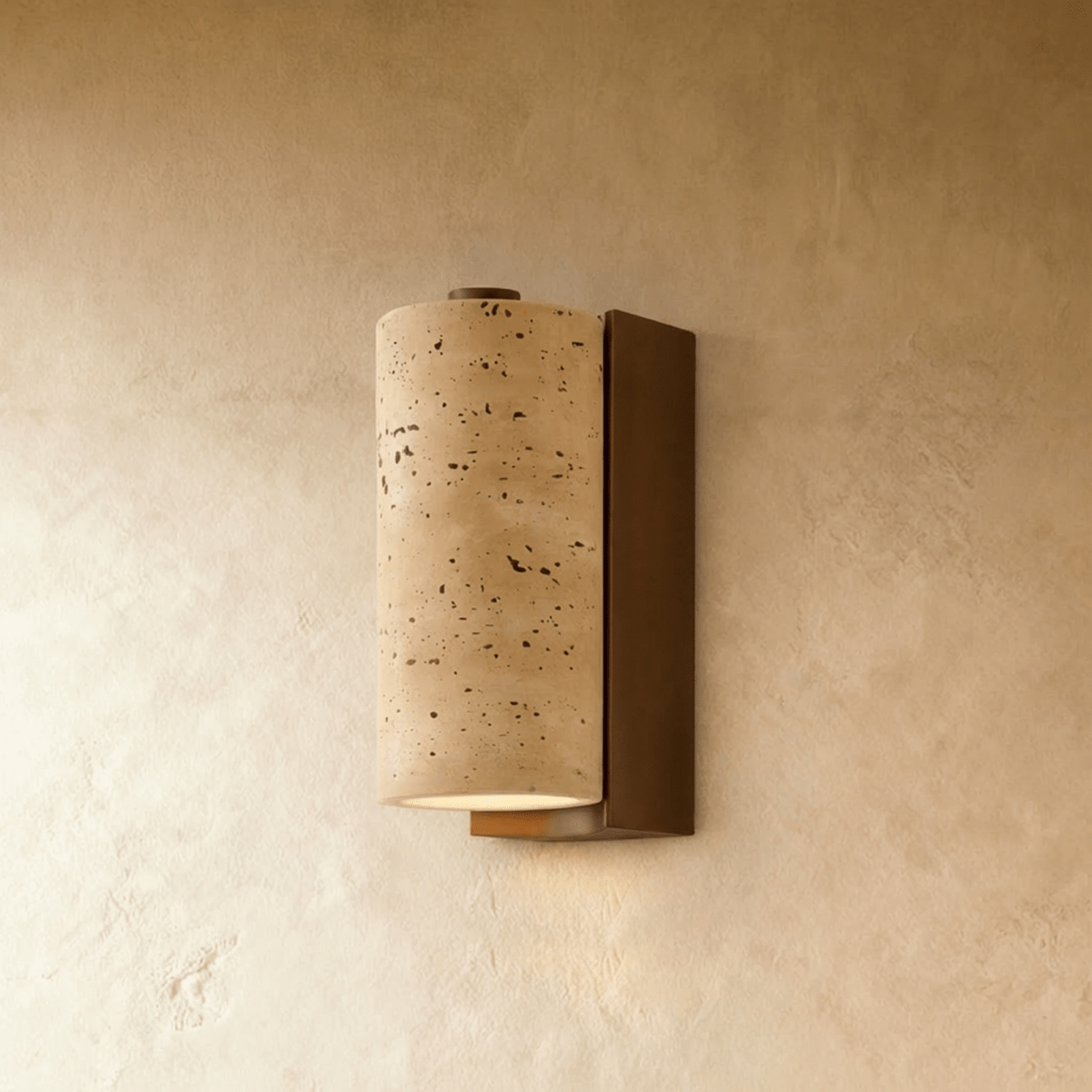 Lurma Travertine Wall Lamp Wood & Stone Sconce | Zarvo lighting