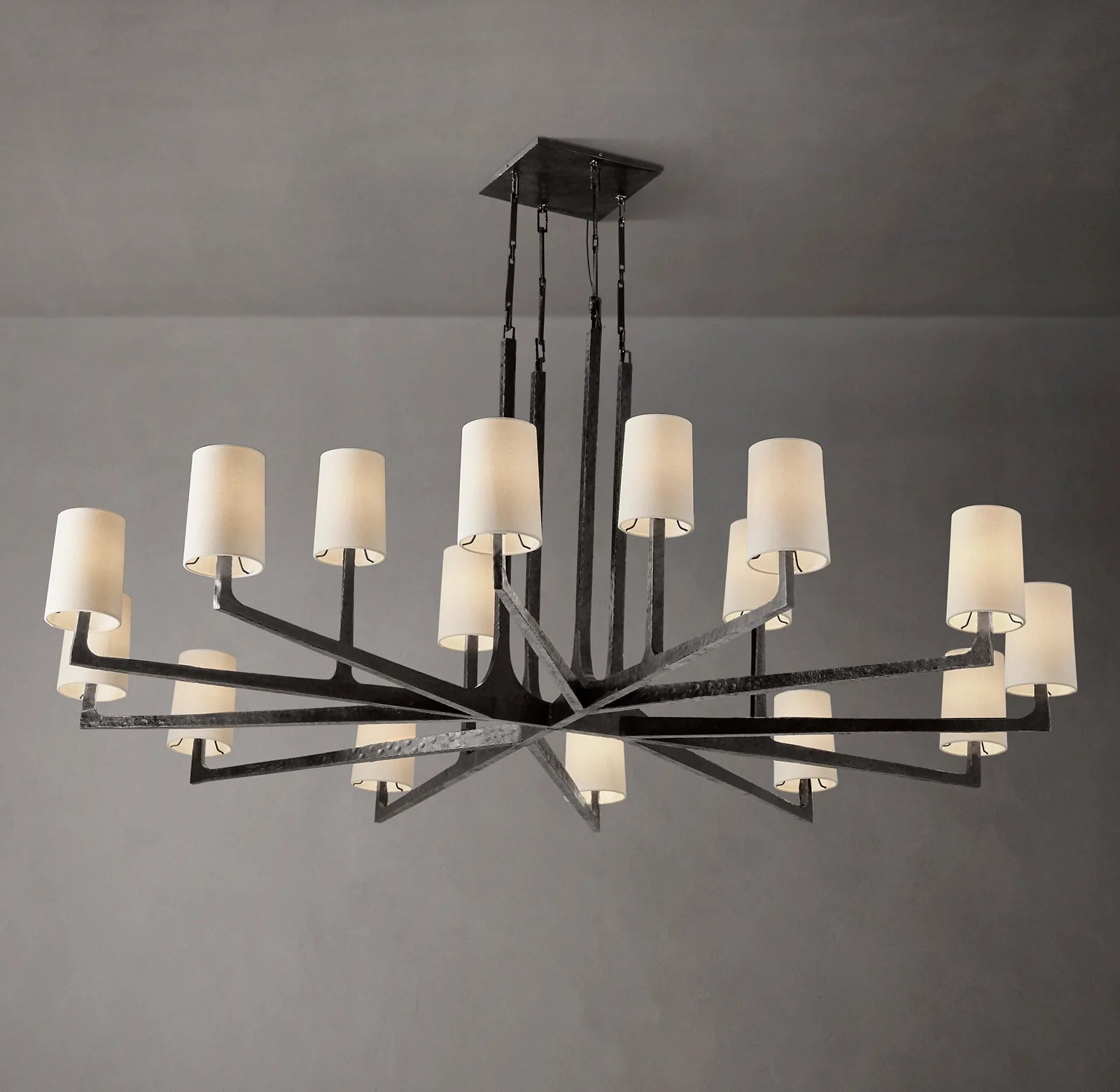 Hammered Metal Arm Shaded Chandelier – Wright