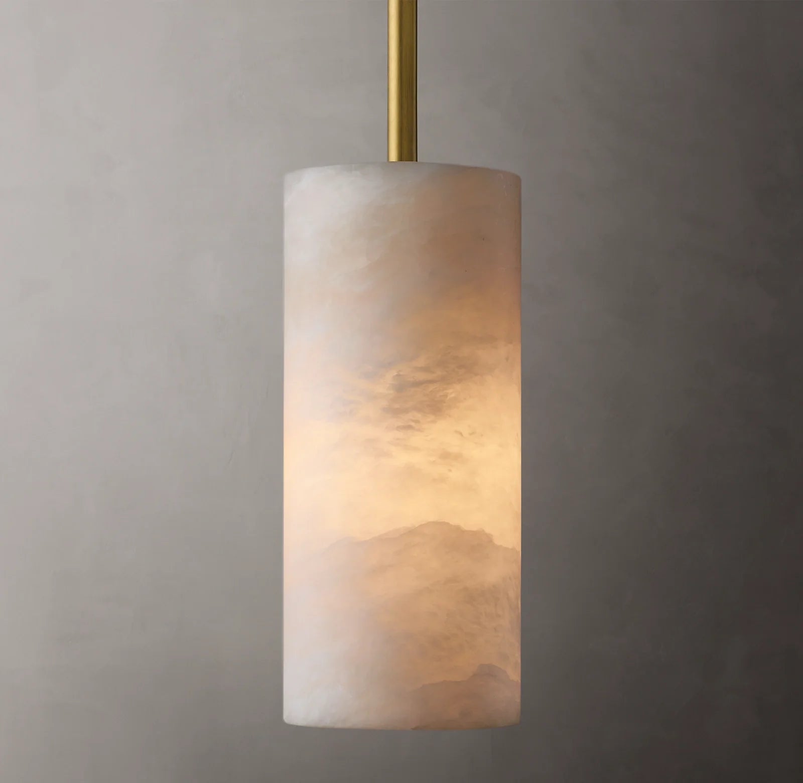 Hand-carved Alabaster Cylinder Pendant Light - Celestial